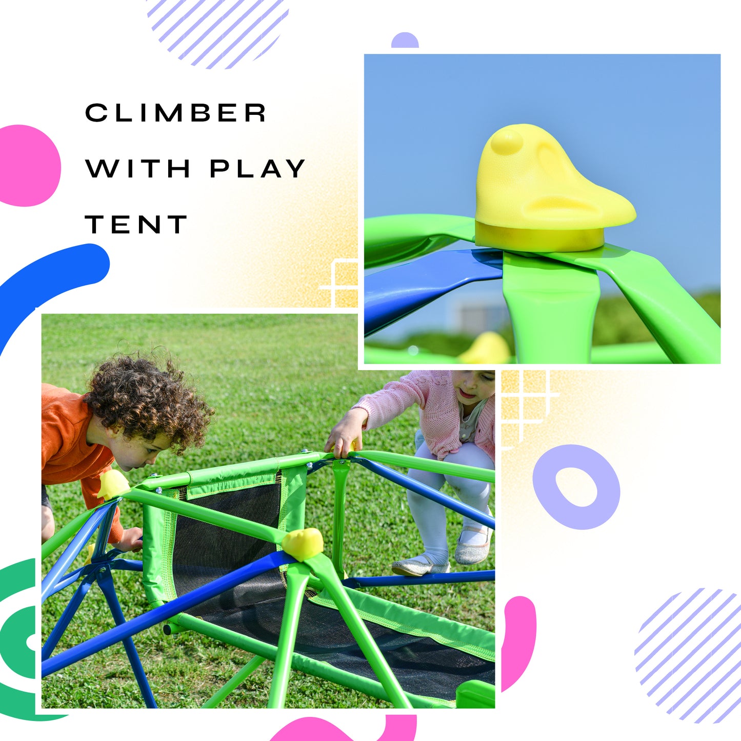 6 ft Playground Climber w/ 4.6ft Wave Slide; Kids Climbing Jungle Gym