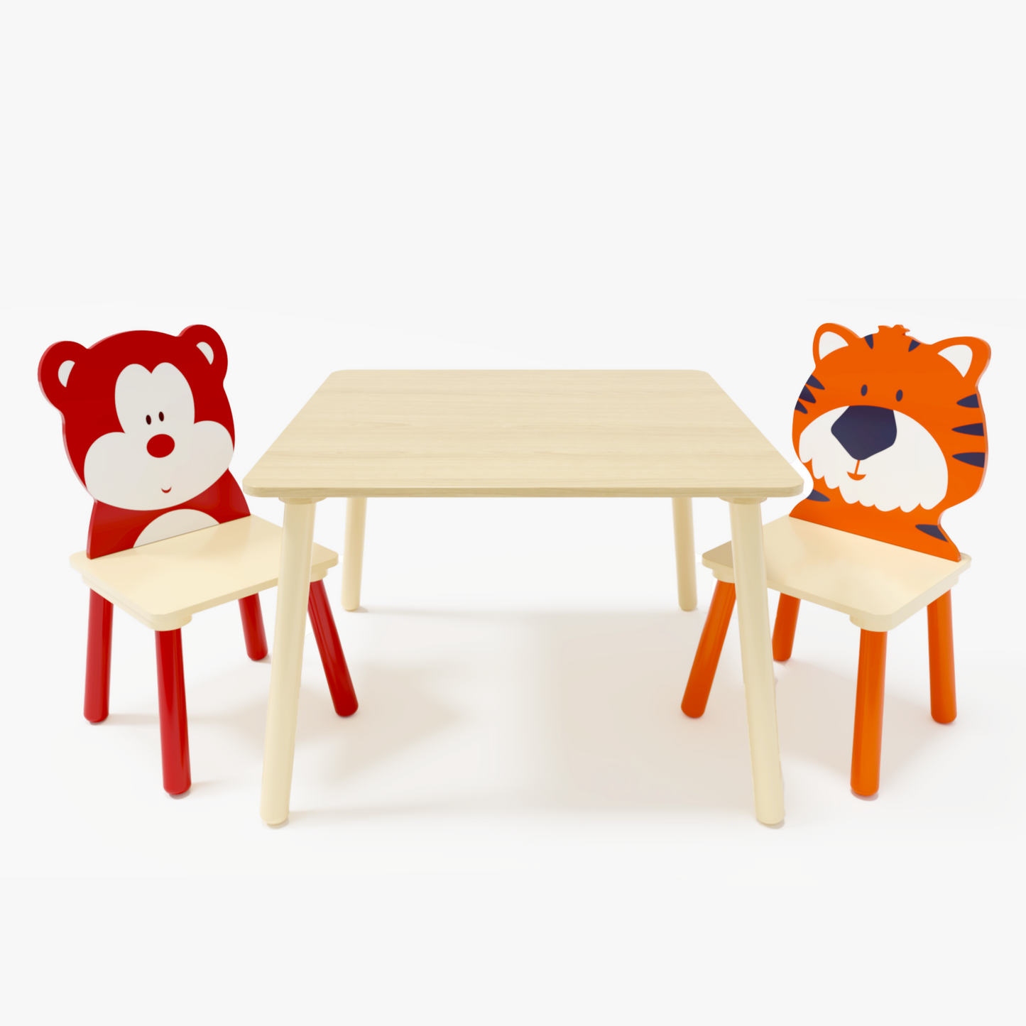 3 Pc Toddler Table & Chair Set; Activity Play Table Set (Bear & Tiger)