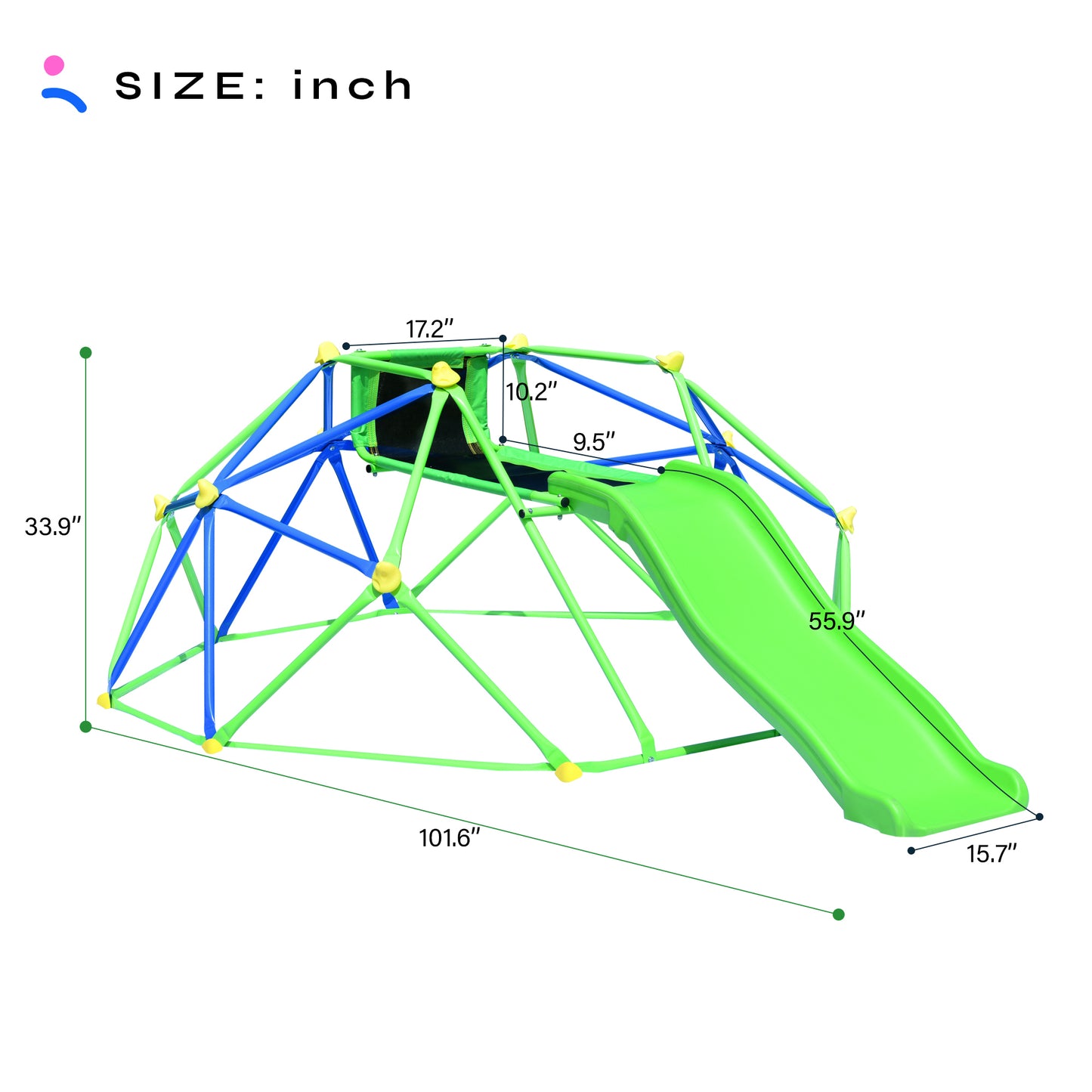 6 ft Playground Climber w/ 4.6ft Wave Slide; Kids Climbing Jungle Gym