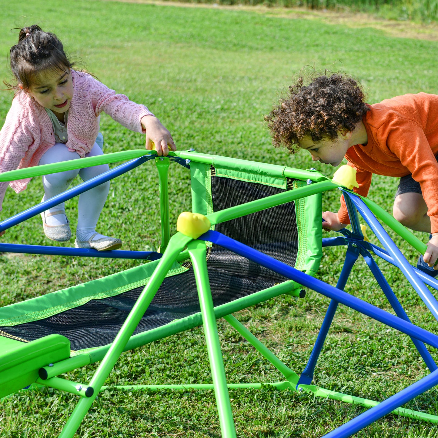 6 ft Playground Climber w/ 4.6ft Wave Slide; Kids Climbing Jungle Gym