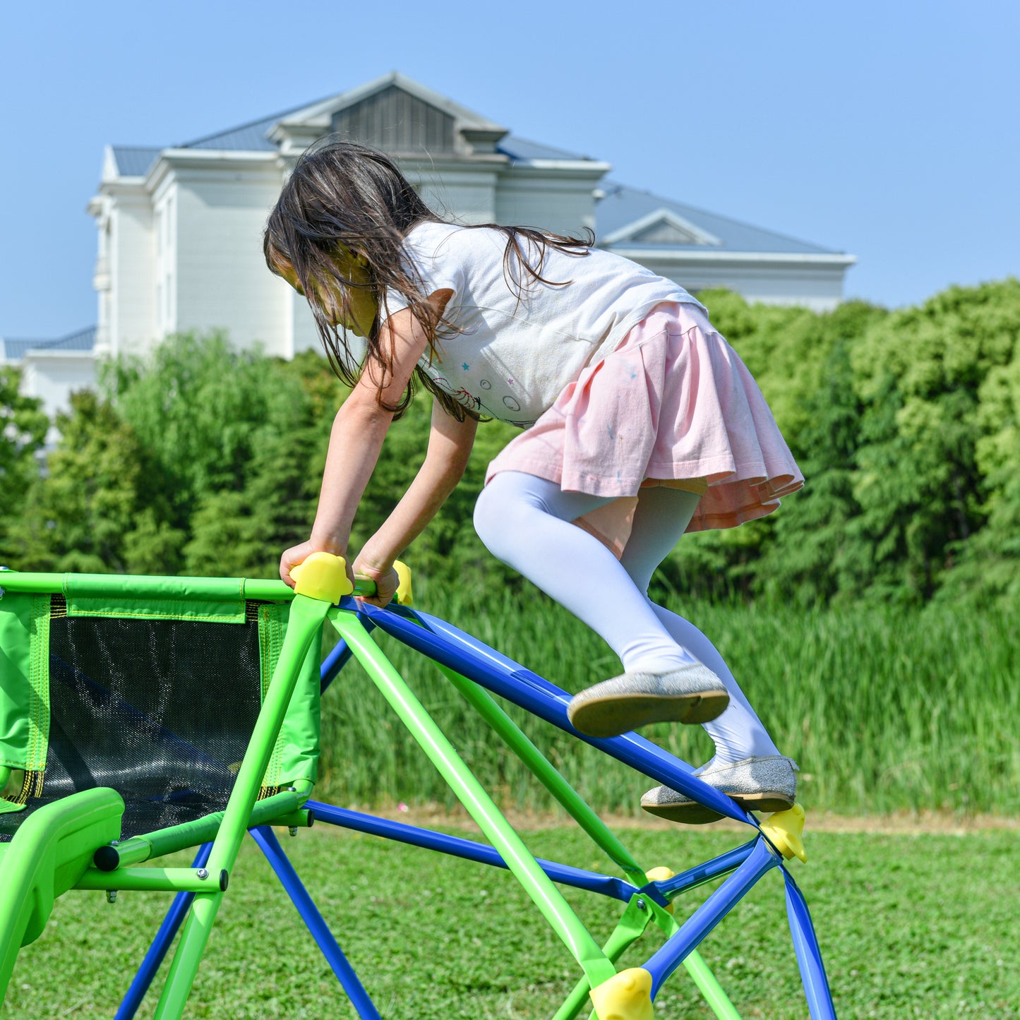 6 ft Playground Climber w/ 4.6ft Wave Slide; Kids Climbing Jungle Gym