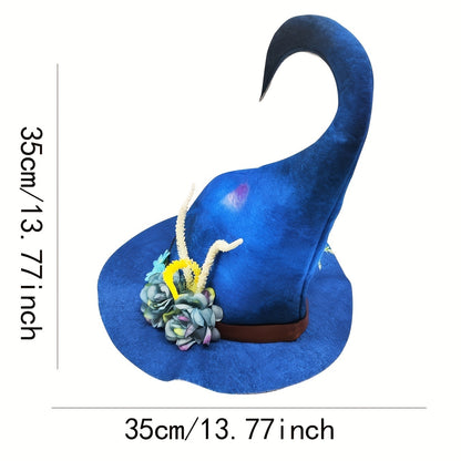 1pc, Deep Hole Blue Wizard Hat Harvest Festival Celebration Party Rave Big Brim Hat Halloween Personality, Headwear, Daily Party Supplies, Party Home Supplies, Party Gifts