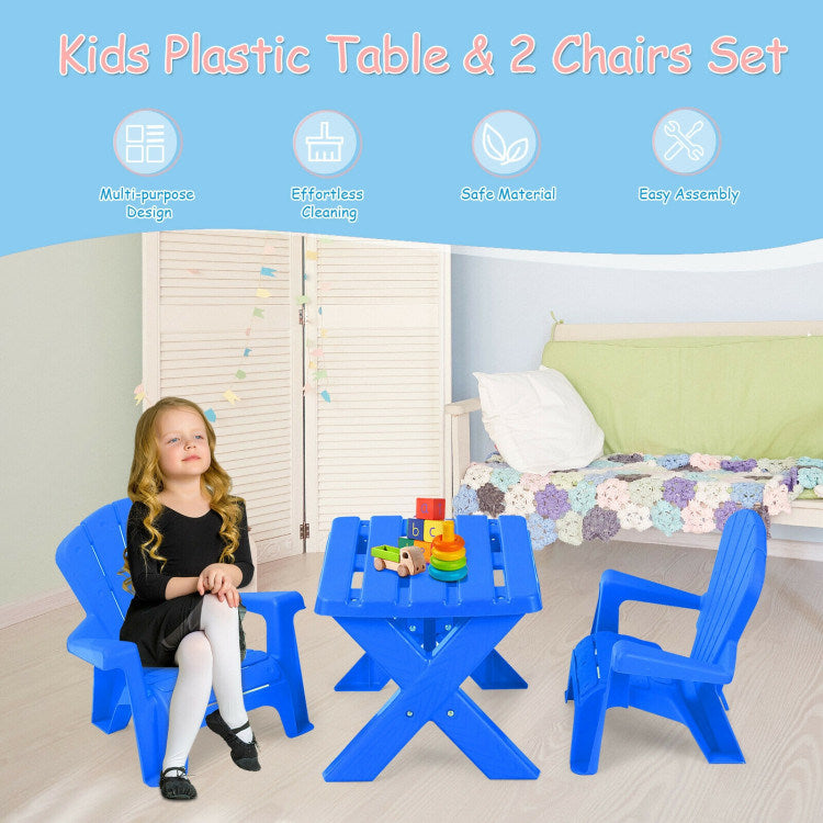 3-Piece Plastic Children's Play Table Chair Set