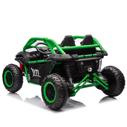 24V Two-seater Kids Ride On UTV w/Parents Control,20in seat width,400W Super high power,Four-wheel Suspension,Bluetooth,MP3,USB,LED Light,Horn,Rear storage space,Speeds 3.73-4.97MPH For Kids aged 3+.