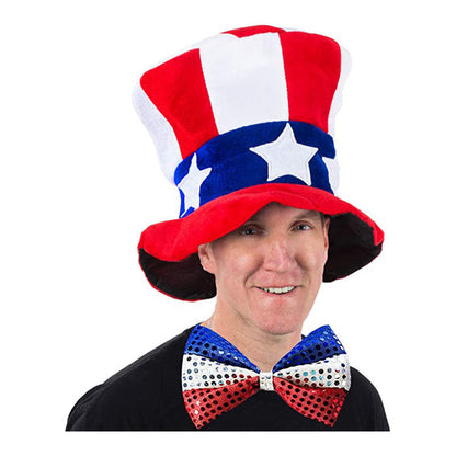 Uncle Sam Inspired 4th of July USA Hat, American Flag Pattern, Red White Blue