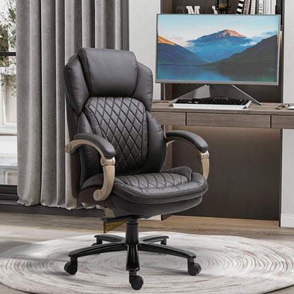 Big and Tall Executive Office Chair; Wide Seat, Diamond Stitching, Brown