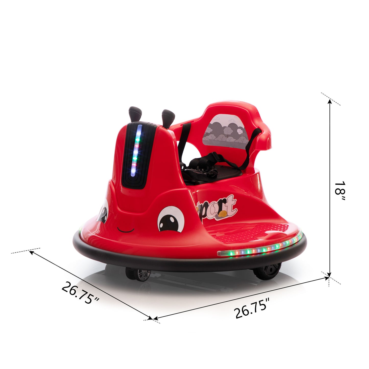 12V Snail-Shaped Kids Electric Bumper Car with Remote Control, Ride On Car with LED Lights, Music, 360 Degree Rotate, Toddler Race Toys, 3-8 Years Old