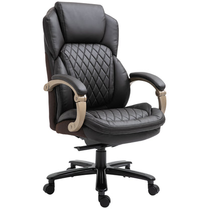 Big and Tall Executive Office Chair; Wide Seat, Diamond Stitching, Brown