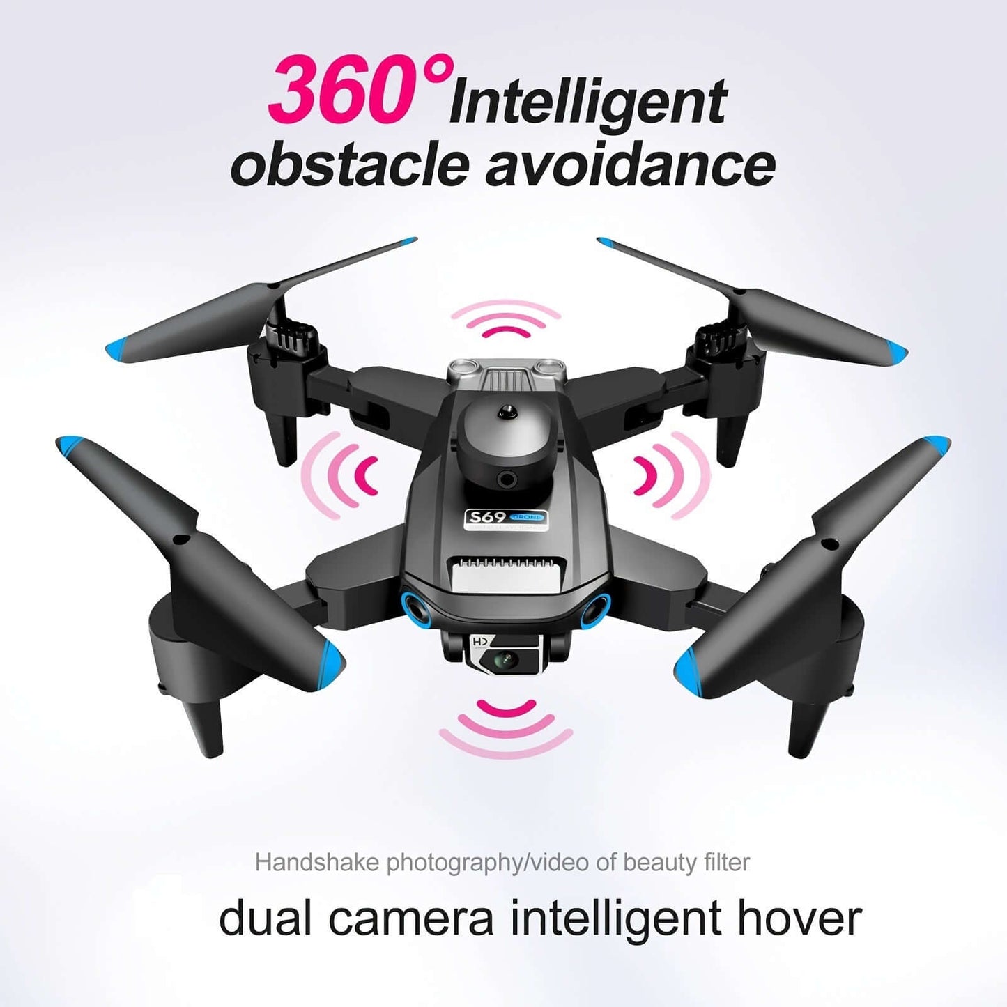 S69 Drone w/ HD Dual Camera & 3 Battery; 360° Obstacle Avoidance