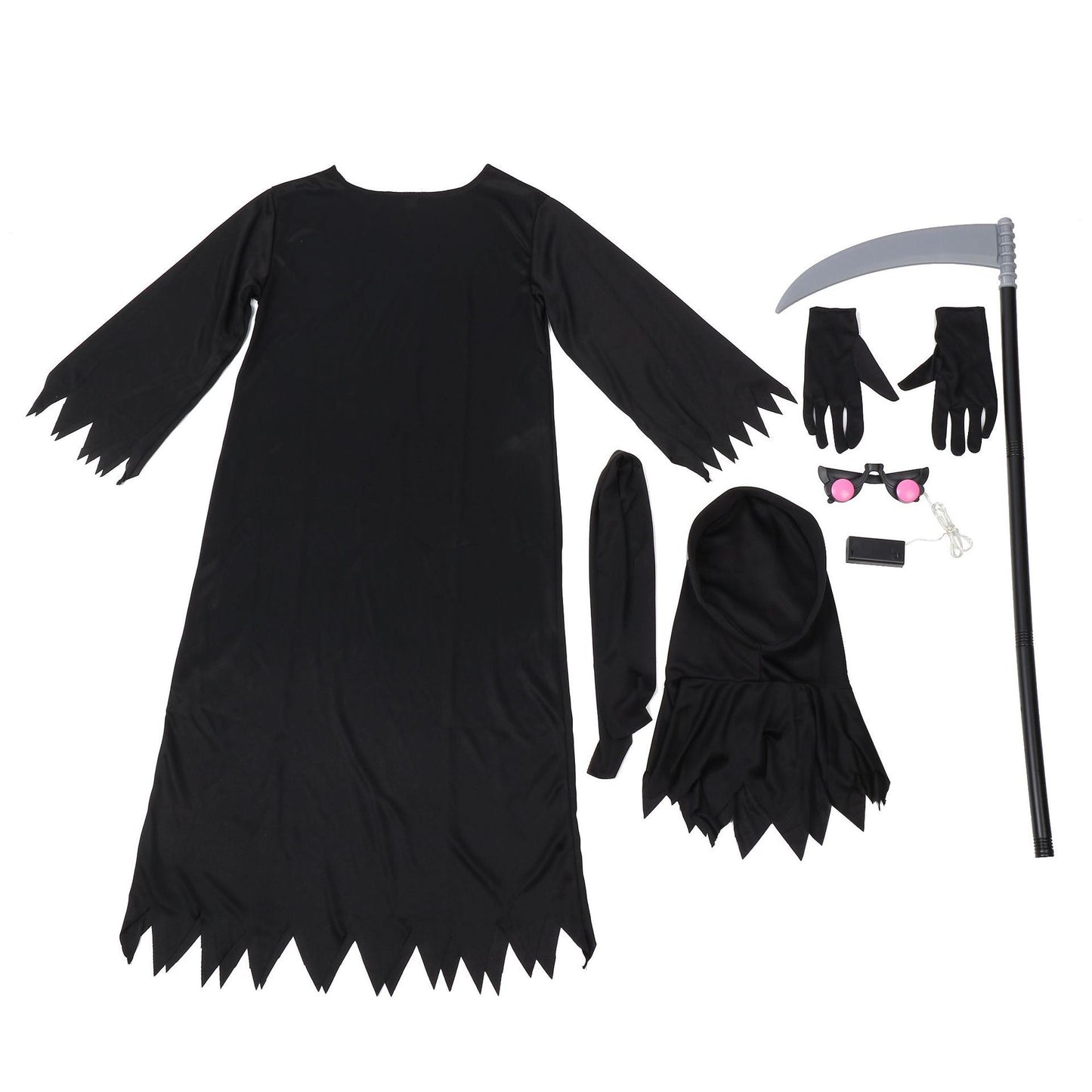 Children Mystery Horror Death Dress Up Halloween Act Costumes Cool Red Eyes Send Scythe