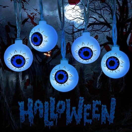 1pc, LED Halloween Eyeball String Lights, Battery Operated Halloween Decoration Lights Halloween Lights Indoor/Outdoor, For Party Garden Fireplace Decor (Blue)