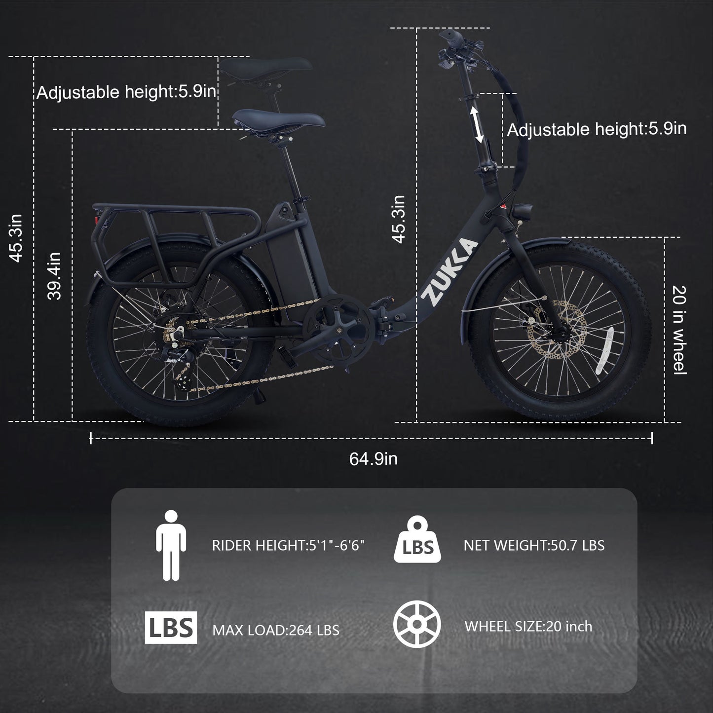 Electric Bike for Adults, 500W Motor 25MPH Max Speed, 48V 10AH Removable Battery, 20" Fat Tire Foldable Electric Bike and 7-Speed Electric Bicycles