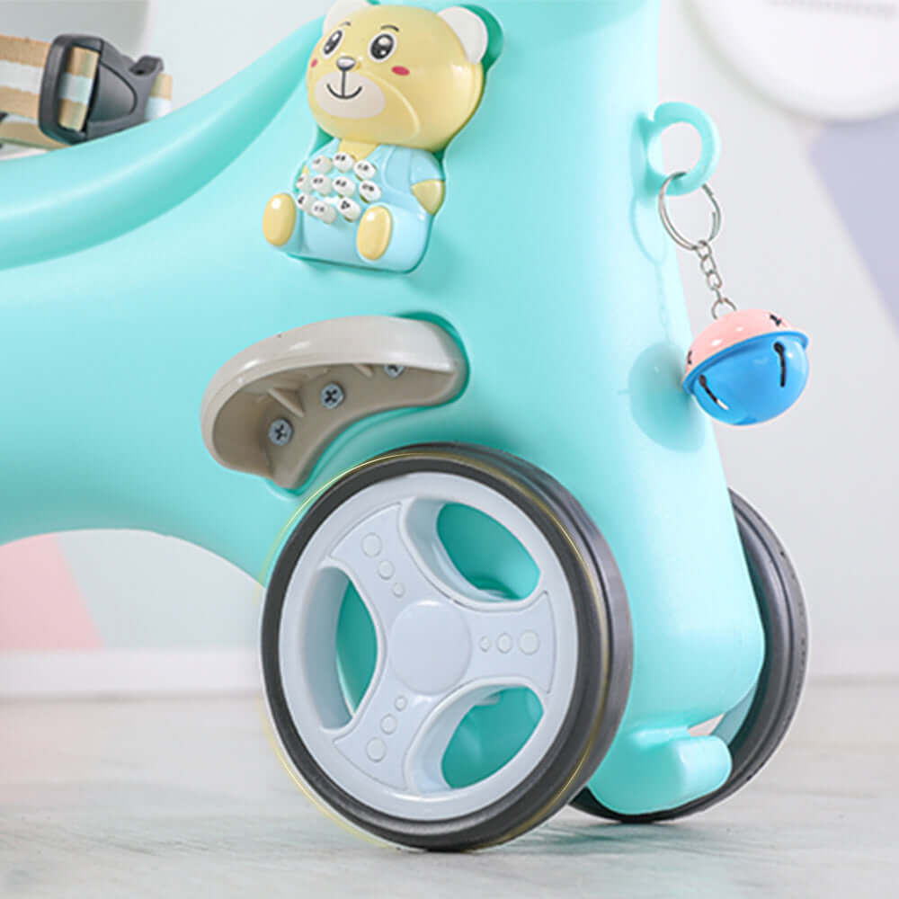 Rocking Horse for Toddlers, Balance Bike Ride On Toys with Push Handle, Backrest and Balance Board for Baby Girl and Boy, Unicorn Kids Riding Birthday (Blue)