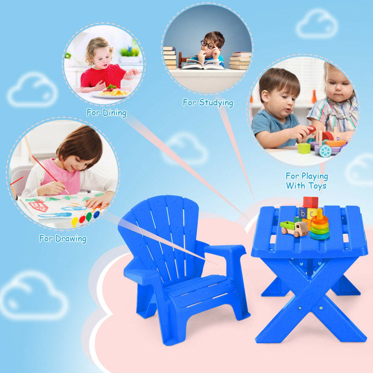 3-Piece Plastic Children's Play Table Chair Set