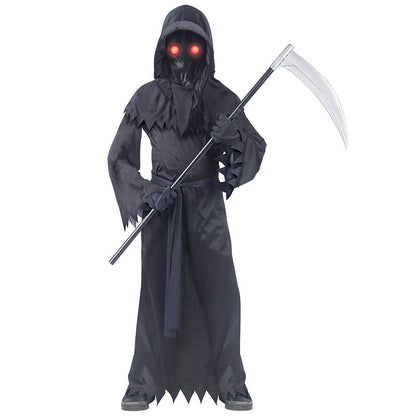 Children Mystery Horror Death Dress Up Halloween Act Costumes Cool Red Eyes Send Scythe