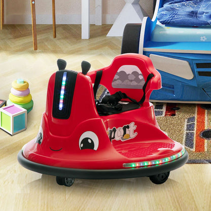 12V Snail-Shaped Kids Electric Bumper Car with Remote Control, Ride On Car with LED Lights, Music, 360 Degree Rotate, Toddler Race Toys, 3-8 Years Old