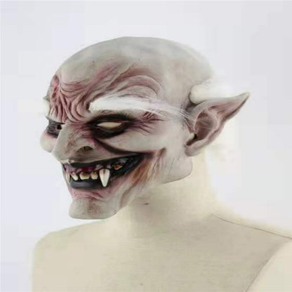 Halloween Evil Mask White Eyes Demon Elf Mask Scary Party Mask Horror Mask Halloween Cosplay Costume Props Party Supplies