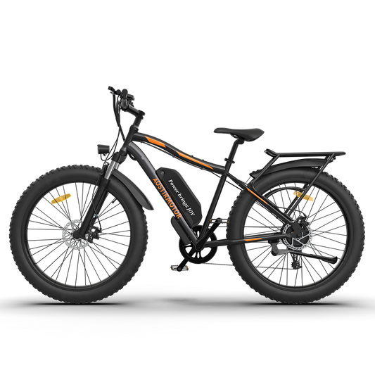 AOSTIRMOTOR S07-B 26" 750W Electric Bike Fat Tire P7 48V 12.5AH Removable Lithium Battery for Adults with Detachable Rear Rack Fender(Black) - Second Chance Zone