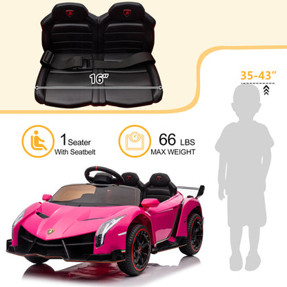 LEADZM Lamborghini Poison; Small Dual Drive 12V 4.5AH with 2.4G Remote Control, Pink