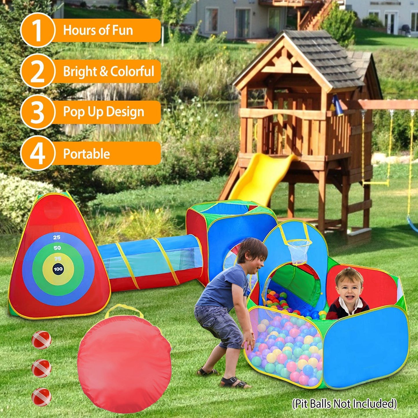 5pc Kids Ball Pit; Pop Up Playhouse For Boys Girls Toddlers