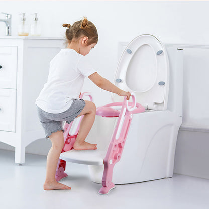 Potty Training Toilet Seat w/Step-Stool Ladder For Children; Foldable