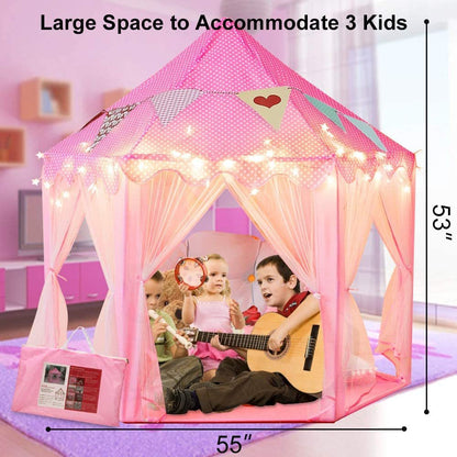 Outdoor Indoor Portable Folding Princess Castle Tent; (Warm LED Star Lights)