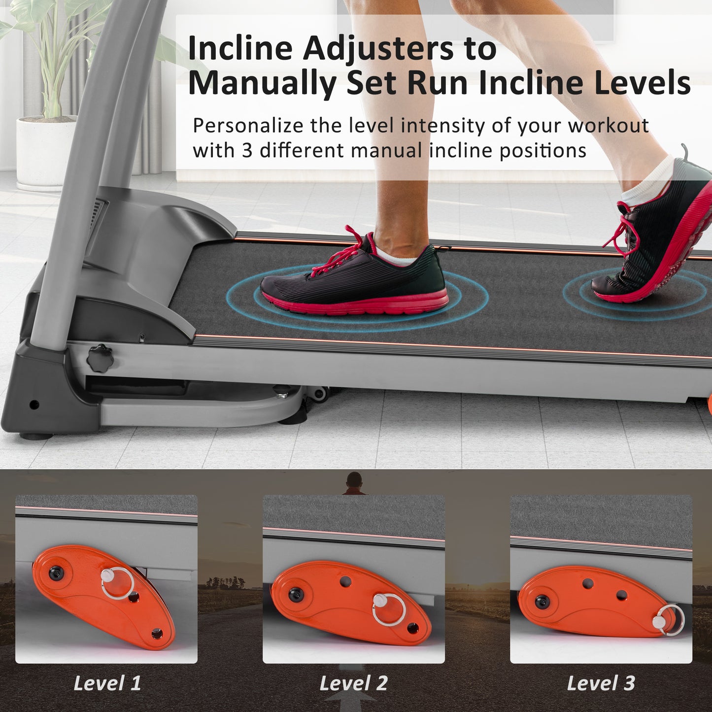 Easy Folding Treadmill; Jogging & Walking Machine w/ Pulse Sensor