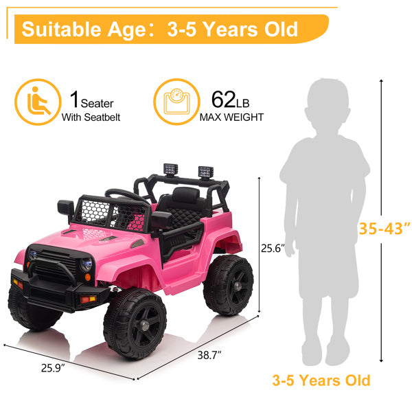 LEADZM 12V Jeep; Dual Drive 4.5A.h with 2.4G Remote Control; Pink