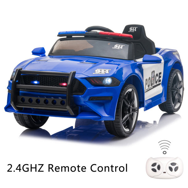 12V Ride On Police car; Remote Control, LED Lights, Siren, Microphone