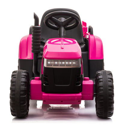 12V Ride On Tractor w/ Trailer; LED Lights, 3 to 6 Ages,  Rosy