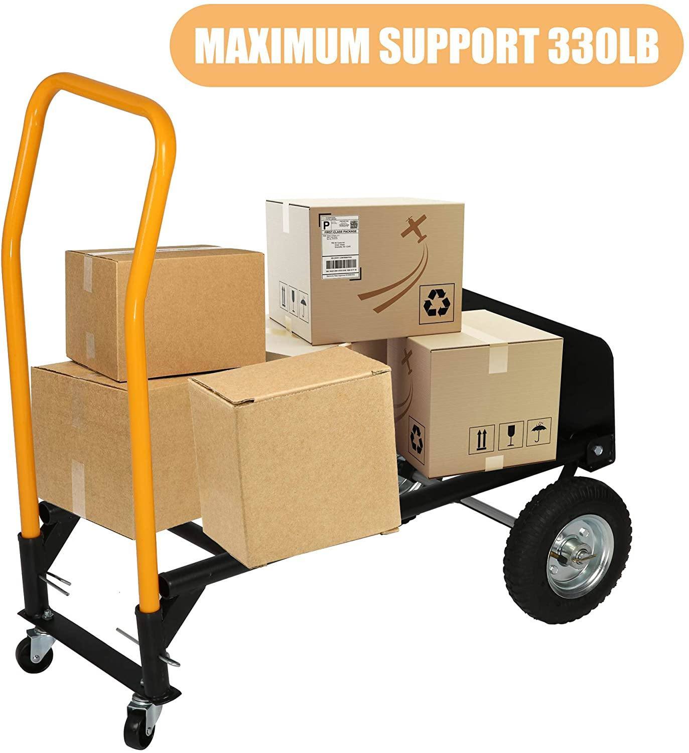 Bosonshop Convertible Hand Truck Dual Purpose 2 Wheel Dolly and 4 Wheel Push Cart with Swivel Wheels 330 Lbs - Second Chance Zone