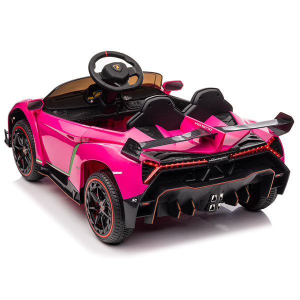 LEADZM Lamborghini Poison; Small Dual Drive 12V 4.5AH with 2.4G Remote Control, Pink