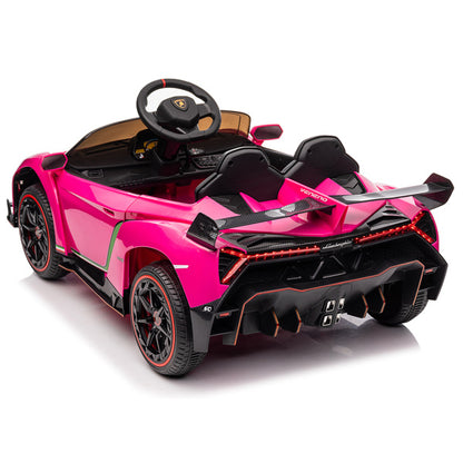 LEADZM Lamborghini Poison; Small Dual Drive 12V 4.5AH with 2.4G Remote Control, Pink