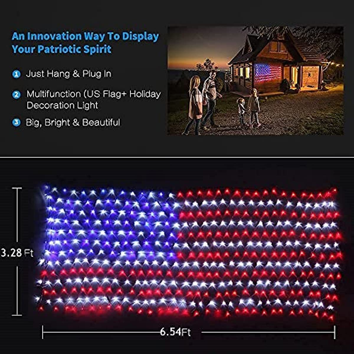 American Flag Lights Super Bright LEDs; Waterproof LED US Flags Light for 4th of July Decorations; Memorial Day; Independence Day; Garden; Yard; Holiday; Party; Christmas Decorations - Second Chance Zone