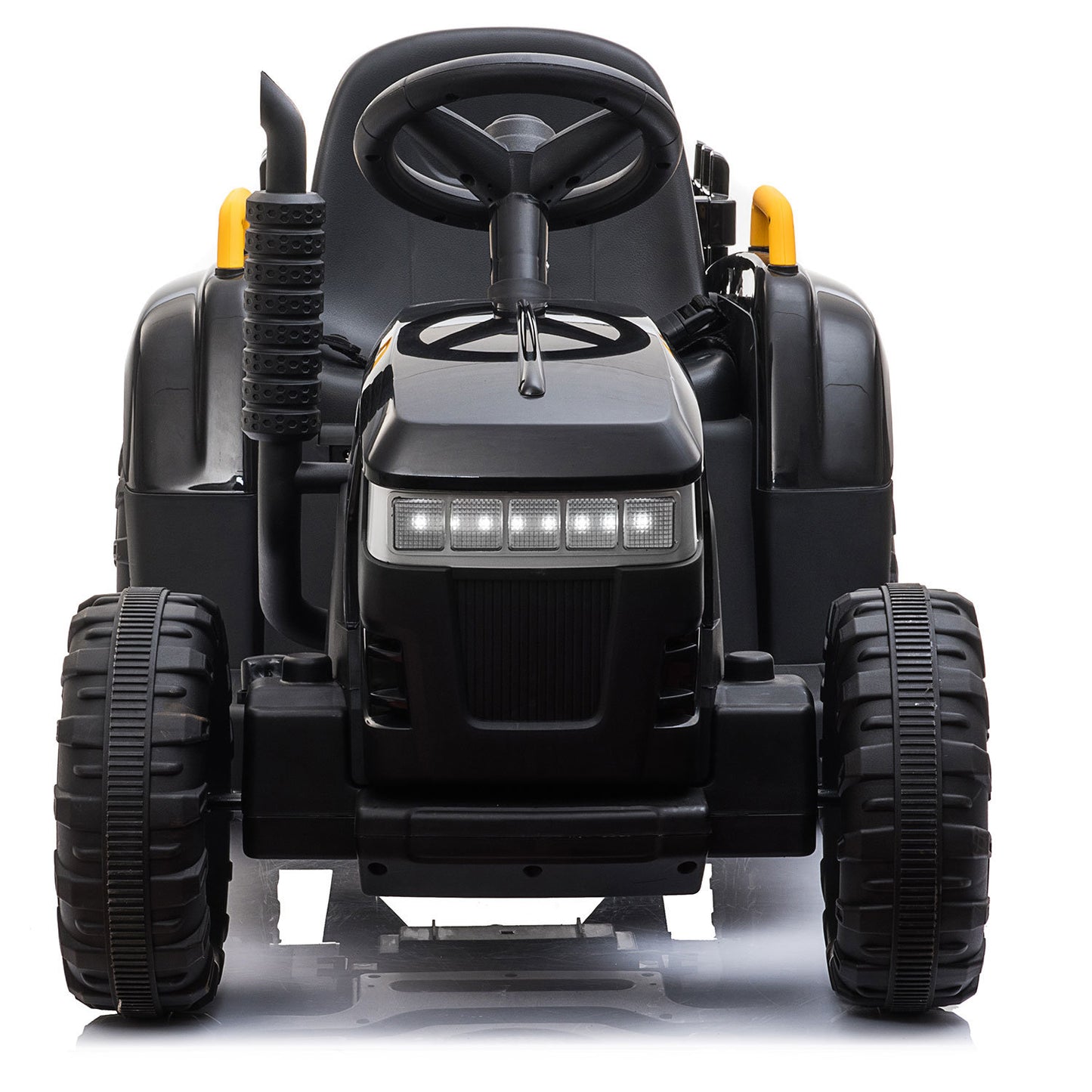 12V Ride On Tractor w/ Trailer; LED Lights, 3 to 6 Ages,  Black