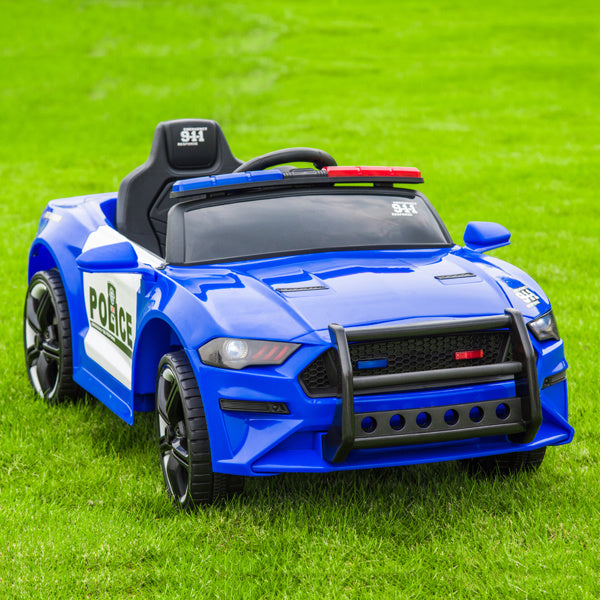 12V Ride On Police car; Remote Control, LED Lights, Siren, Microphone