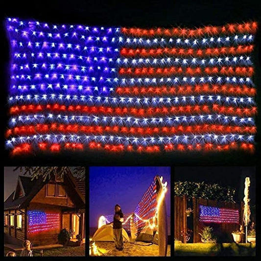 American Flag Lights Super Bright LEDs; Waterproof LED US Flags Light for 4th of July Decorations; Memorial Day; Independence Day; Garden; Yard; Holiday; Party; Christmas Decorations - Second Chance Zone