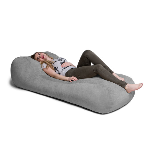 Jaxx Arlo Chaise Lounge Bean Bag Chair - Premium Chenille, Grey