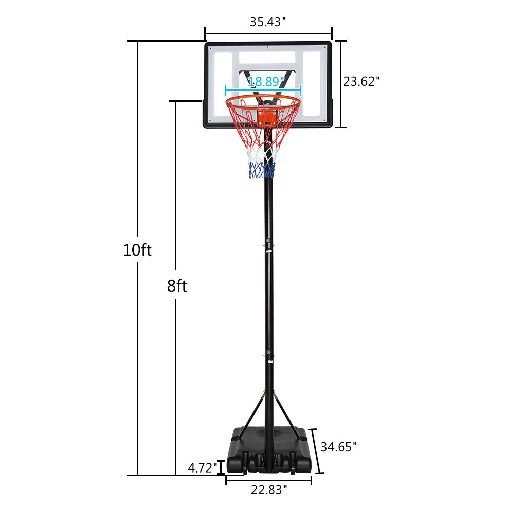 Outdoor Portable Basketball Goal; Adjustable Height 7ft - 10ft