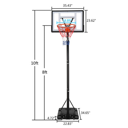 Outdoor Portable Basketball Goal; Adjustable Height 7ft - 10ft