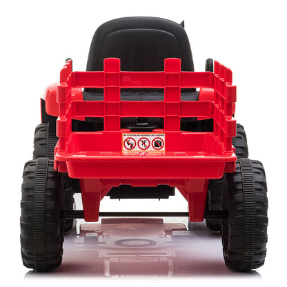 12V Ride On Tractor w/ Trailer; LED Lights, 3 to 6 Ages, Red