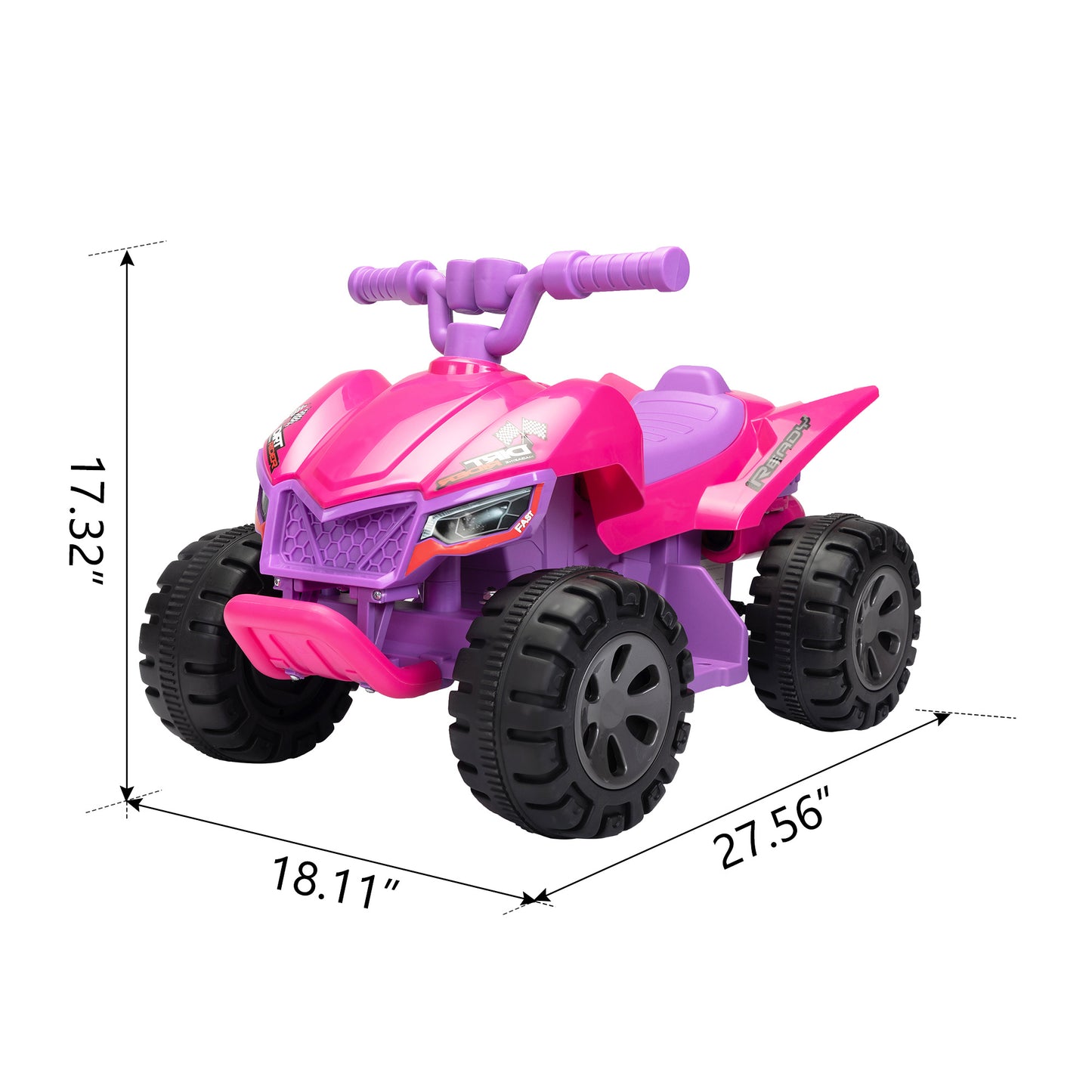 Kids Ride-on ATV; 6V Battery, w/ Music, LED Lights, Age 3-5, Rose Red