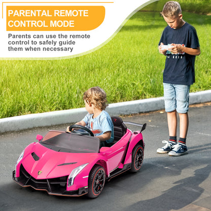 LEADZM Lamborghini Poison; Small Dual Drive 12V 4.5AH with 2.4G Remote Control, Pink