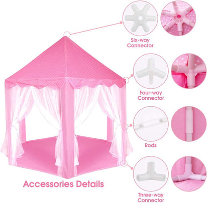 Outdoor Indoor Portable Folding Princess Castle Tent; (Warm LED Star Lights)