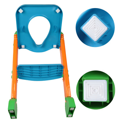 Potty Training Toilet Seat w/Step-Stool Ladder For Children; Foldable