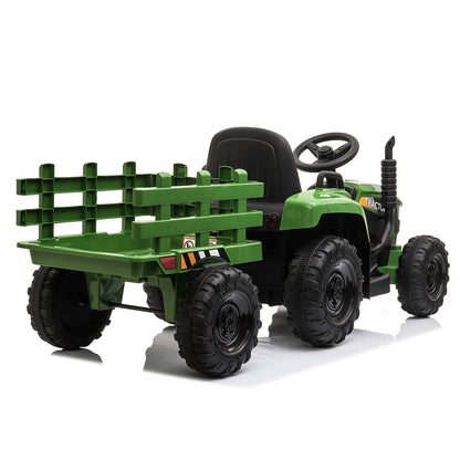 12V Ride On Tractor w/ Trailer; LED Lights, 3 to 6 Ages, Dark Green