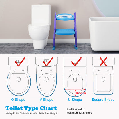 Potty Training Toilet Seat w/Step-Stool Ladder For Children; Foldable