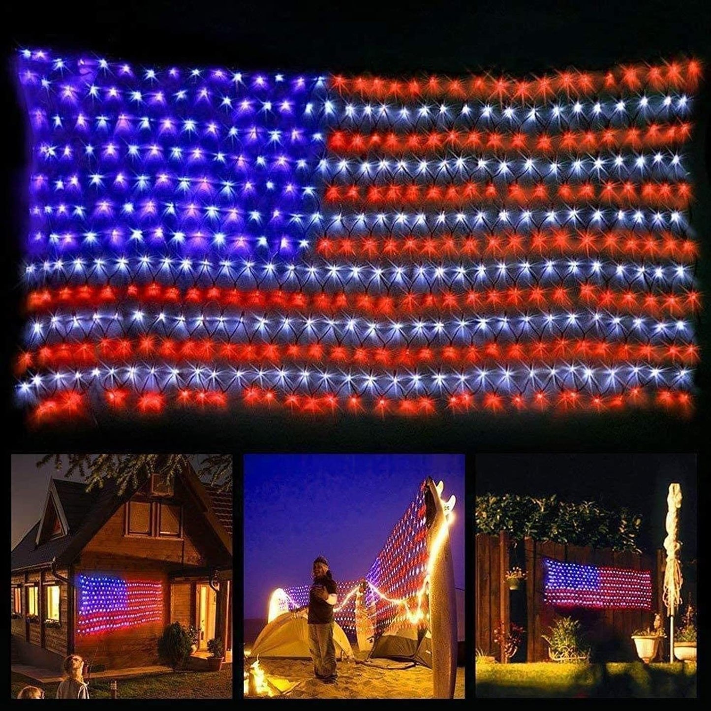 American Flag Lights Super Bright LEDs; Waterproof LED US Flags Light for 4th of July Decorations; Memorial Day; Independence Day; Garden; Yard; Holiday; Party; Christmas Decorations - Second Chance Zone