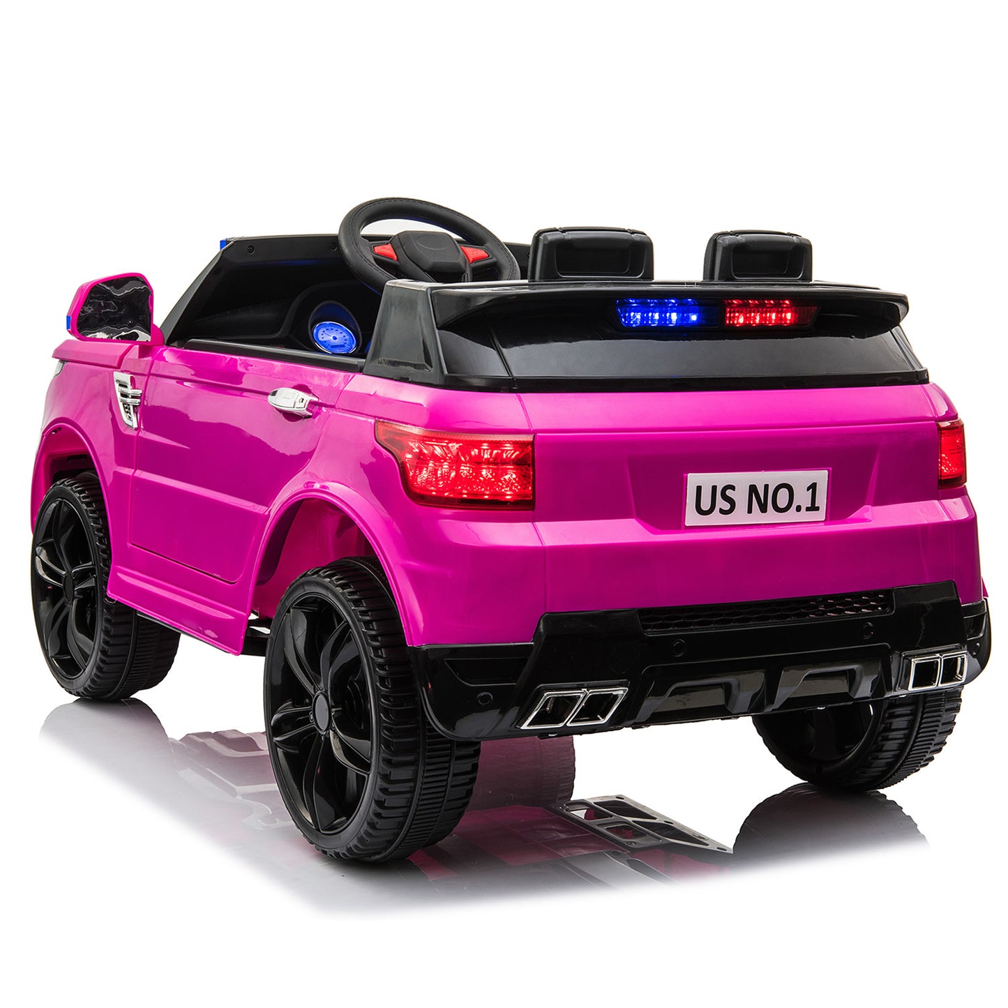 12V Kids Ride On SUV Cop Car; w/ Remote Control, Siren Sounds, Lights - Rose Red