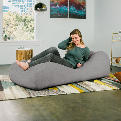 Jaxx Arlo Chaise Lounge Bean Bag Chair - Premium Chenille, Grey